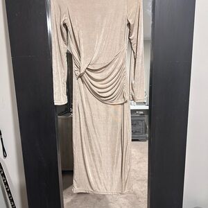 Elegant Cream Long Sleeve Dress